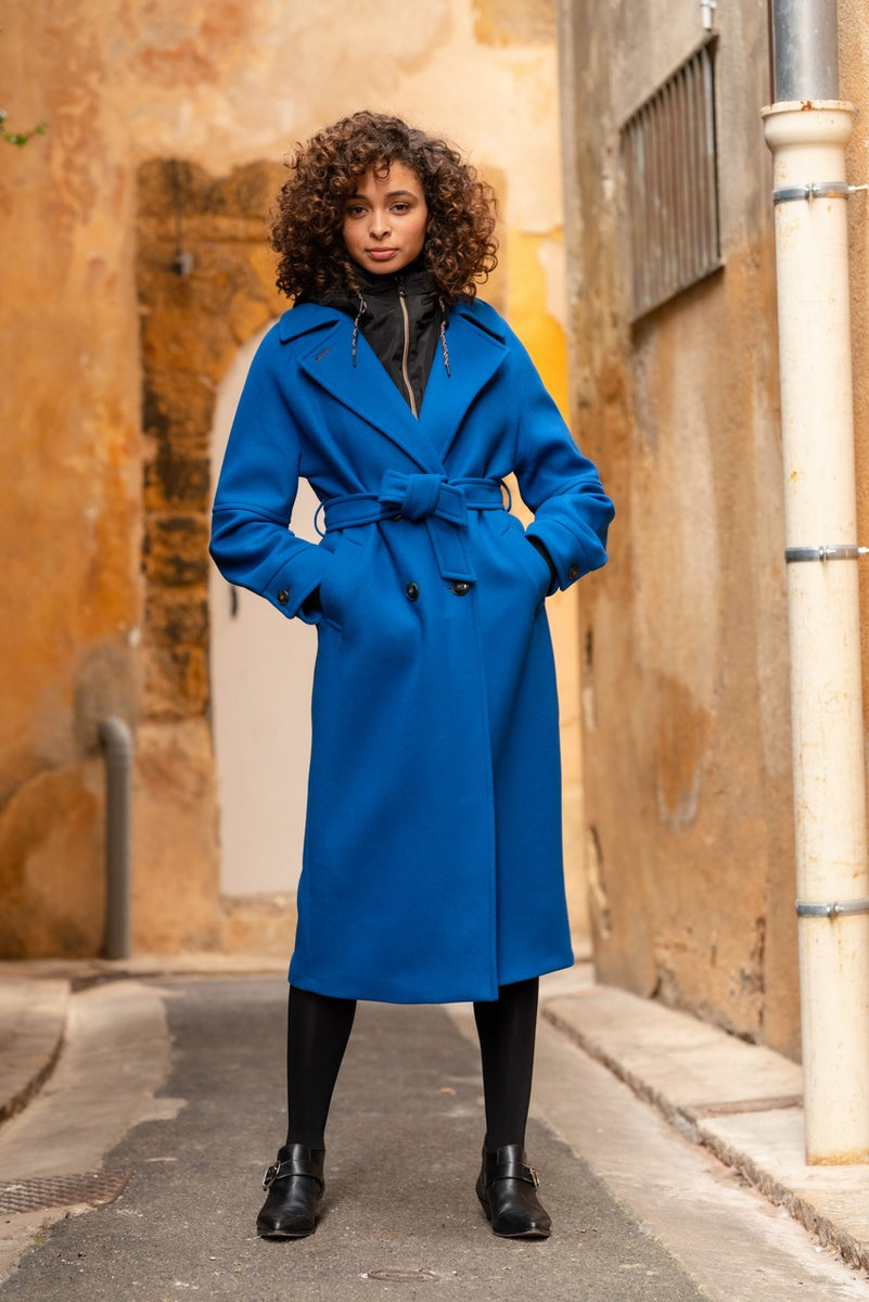 Manteau long top bleu ciel