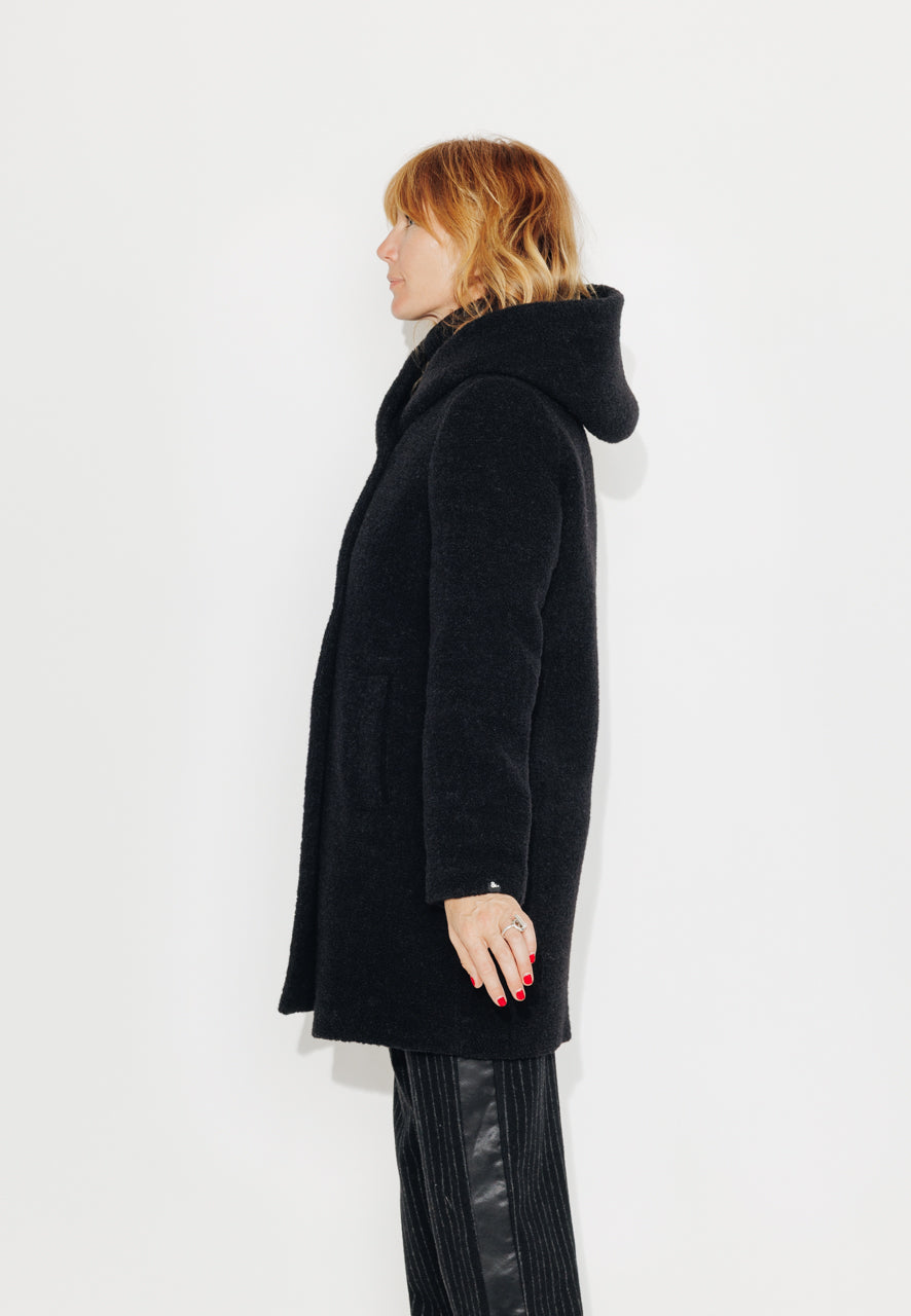 RICOUX - RICOUX - Manteau enveloppant en bouclette de laine noir Noir / Black - Trench & Coat