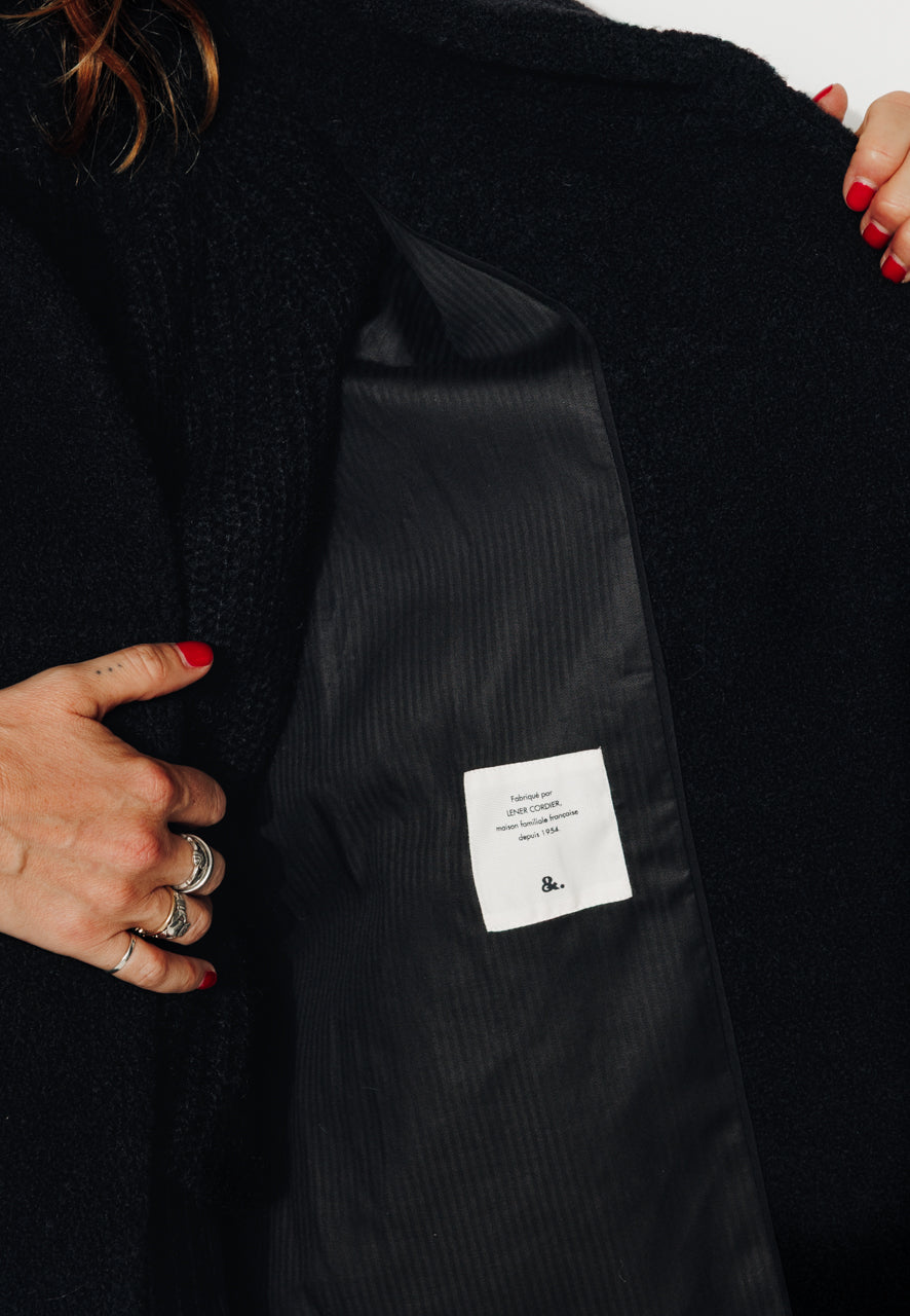 RICOUX - RICOUX - Manteau enveloppant en bouclette de laine noir Noir / Black - Trench & Coat