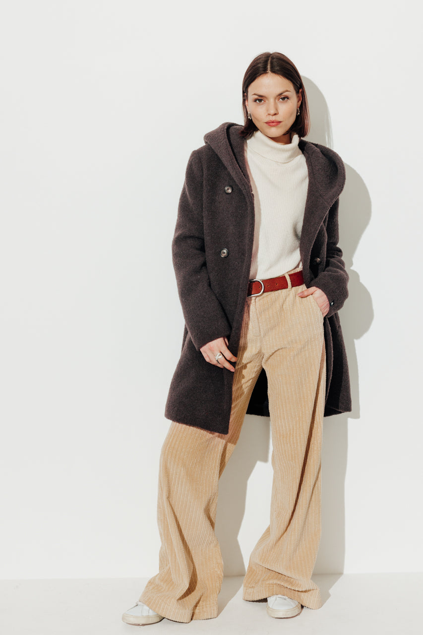 RICOUX - RICOUX - Manteau enveloppant en bouclette de laine marron Marron / Brown - Trench & Coat