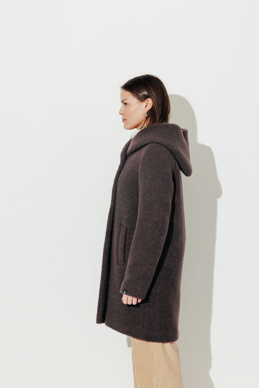 RICOUX - RICOUX - Manteau enveloppant en bouclette de laine marron Marron / Brown - Trench & Coat