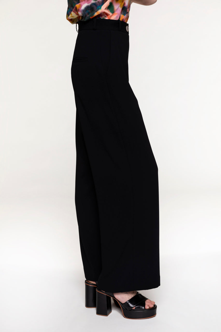 Black PIERRIC wide-leg pants-Black high-waisted wide-leg pants