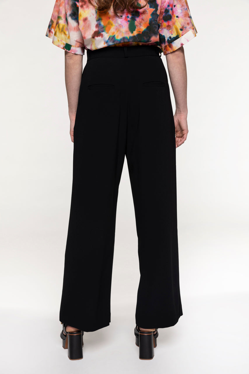 Black PIERRIC wide-leg pants-Black high-waisted wide-leg pants