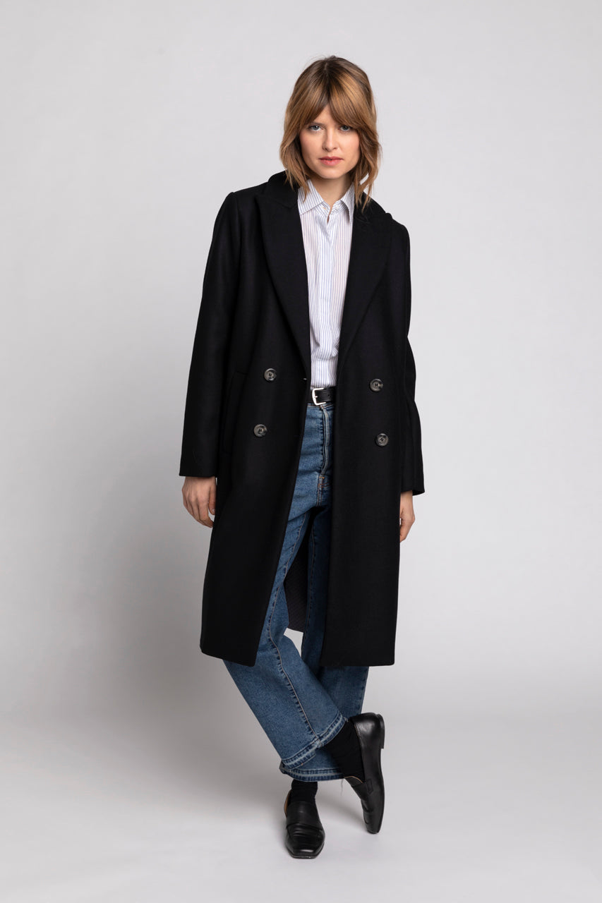 Manteau noir droit sale
