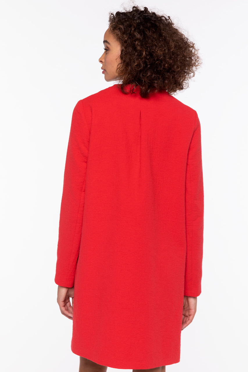 Manteau FELCE-Manteau sans col uni en coton rouge