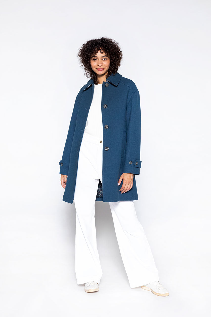 Redding oversize femme drap de laine bleu hiver Trench Coat