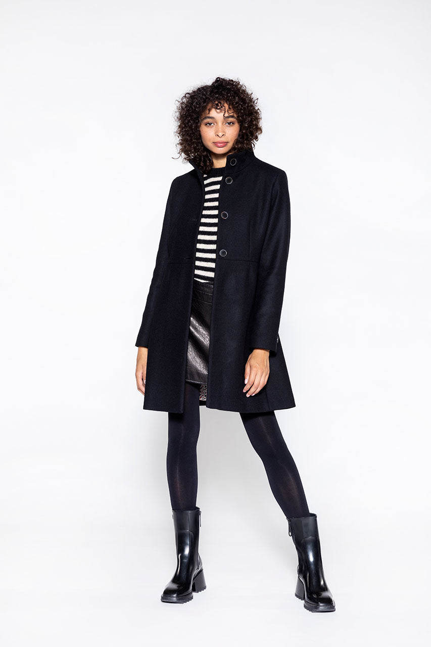 Manteau Long Manteau Femme Hiver Doublé Col Montant Manteau Femme