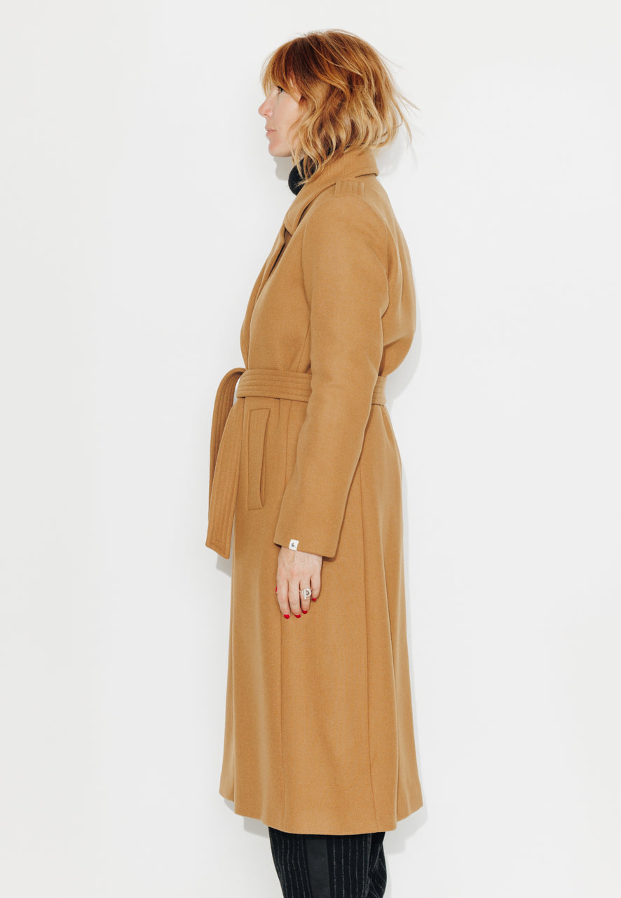 PRECIEUX - PRECIEUX - Manteau long ceinturé en drap de laine vierge camel Camel / Camel - Trench & Coat