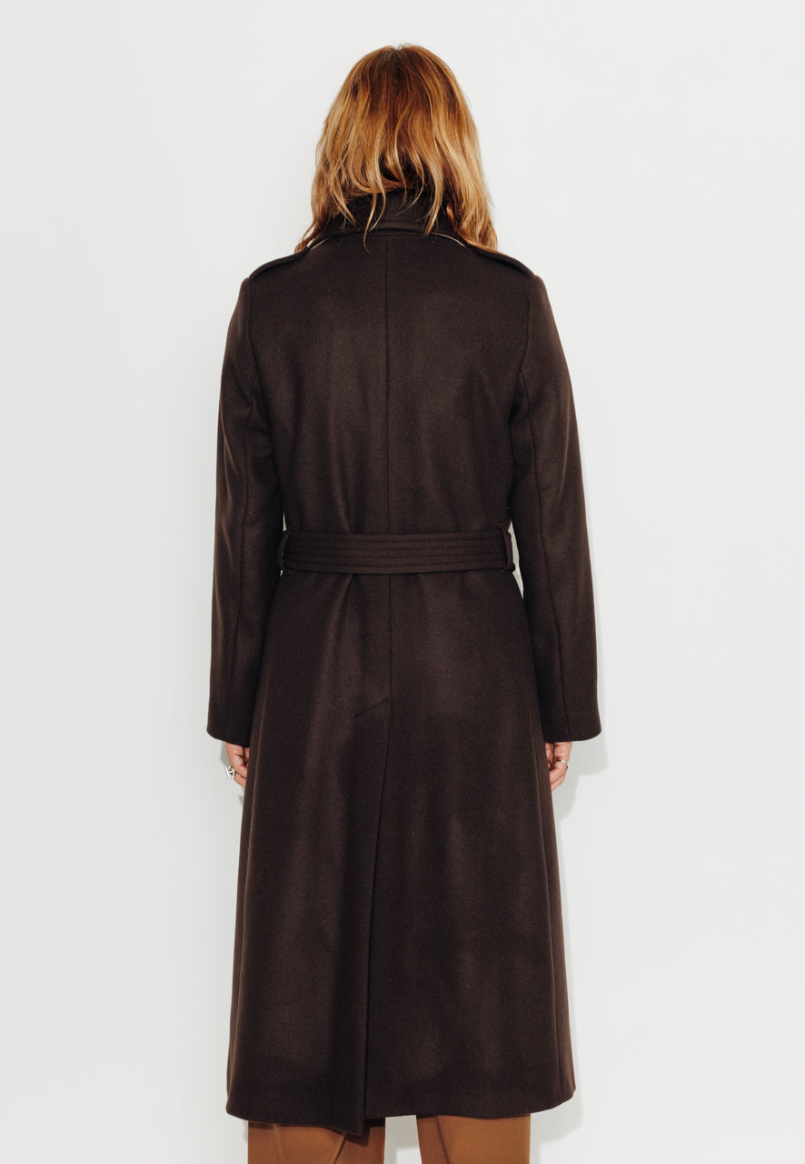 PRECIEUX - PRECIEUX - Manteau long ceinturé en drap de laine vierge marron Marron / Brown - Trench & Coat