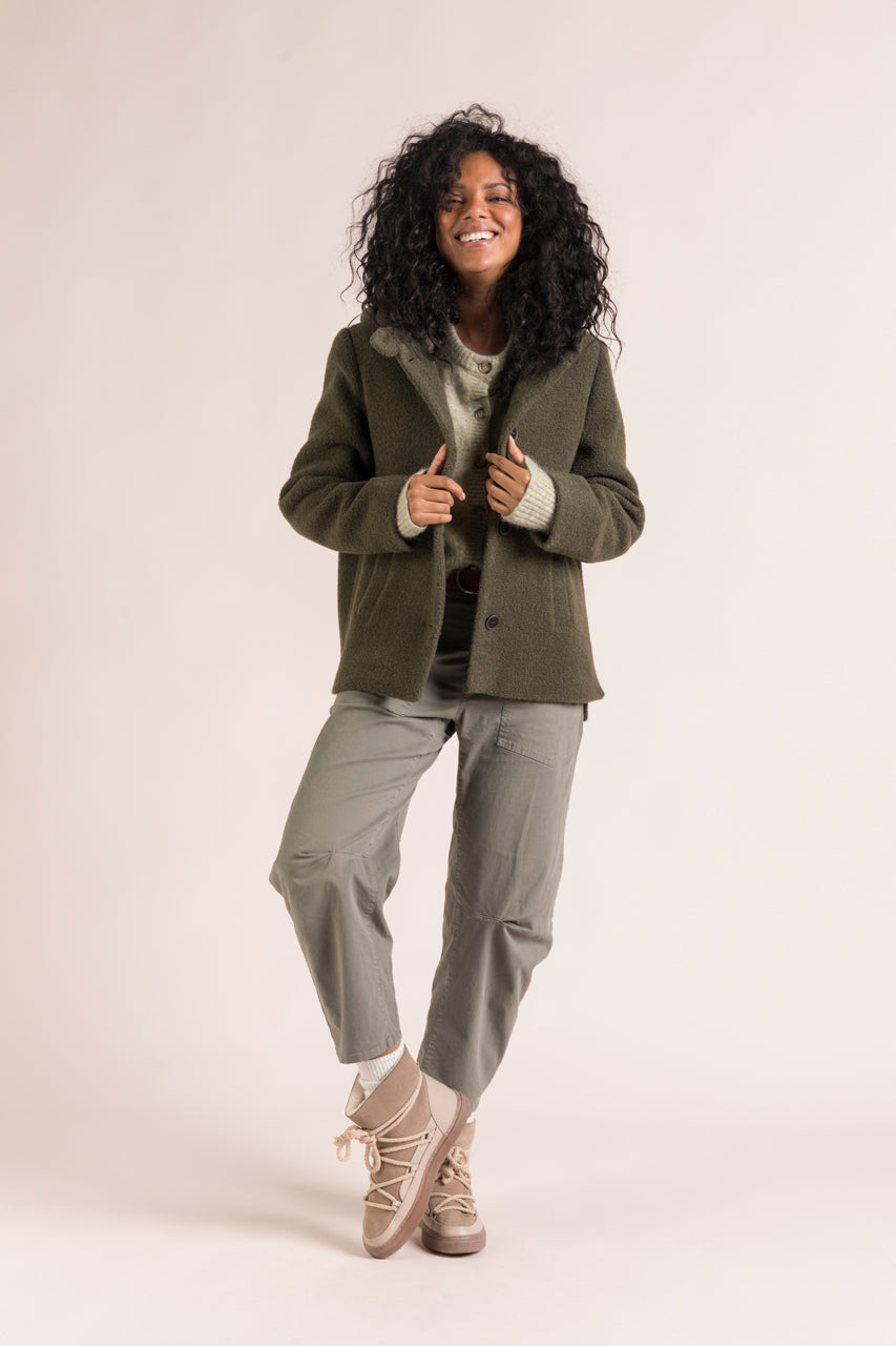 Manteau court femme chaud a capuche en bouclette kaki Trench Coat Trench Coat France