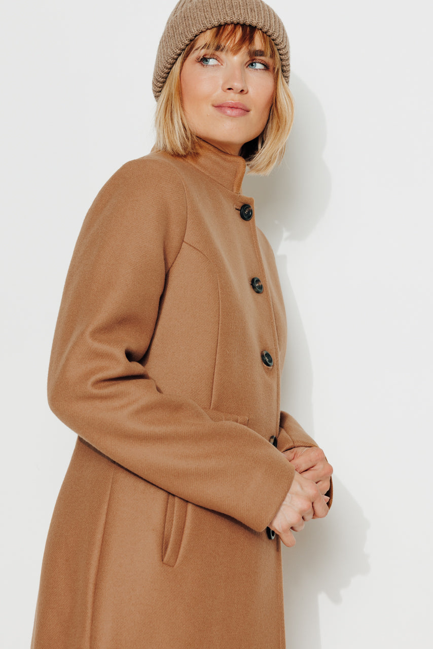 Manteau Col Officier Manteau En Laine Femme Preppy Col Mao Camel