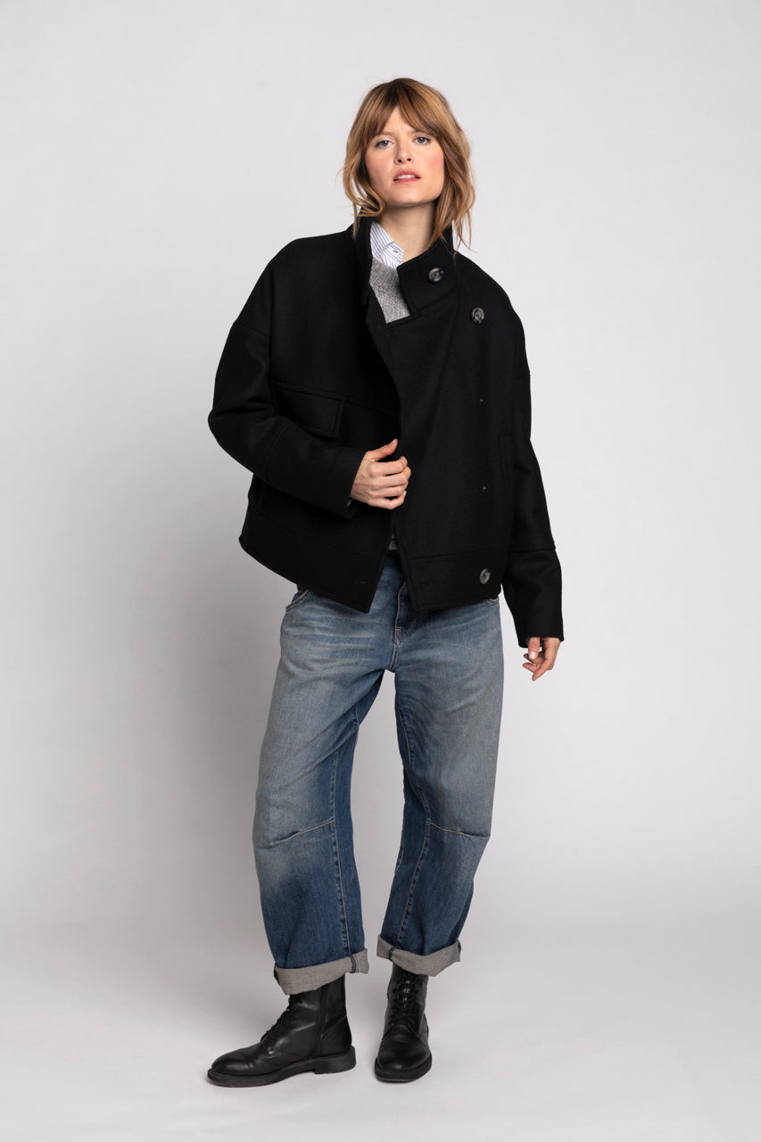 MABLY jacket Oversized jacket in black virgin wool