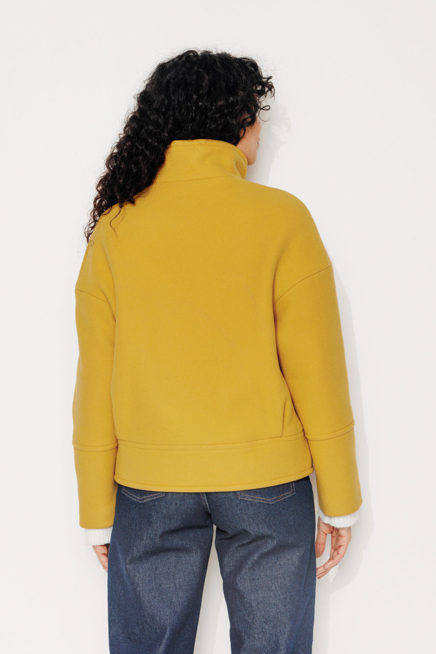 MABLY - MABLY - Blouson court oversize en drap de laine jaune JAUNE - Trench & Coat