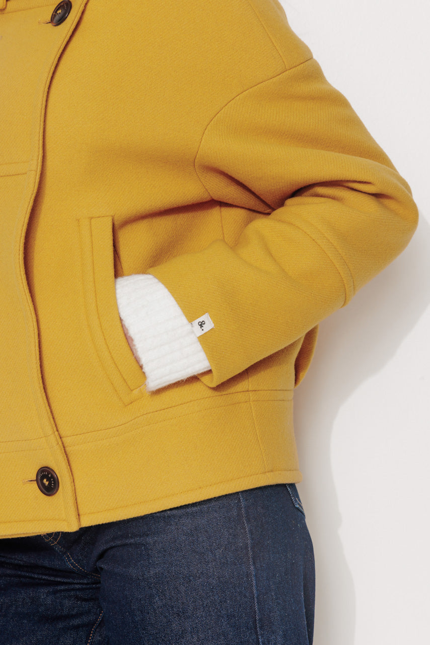 MABLY - MABLY - Blouson court oversize en drap de laine jaune JAUNE - Trench & Coat
