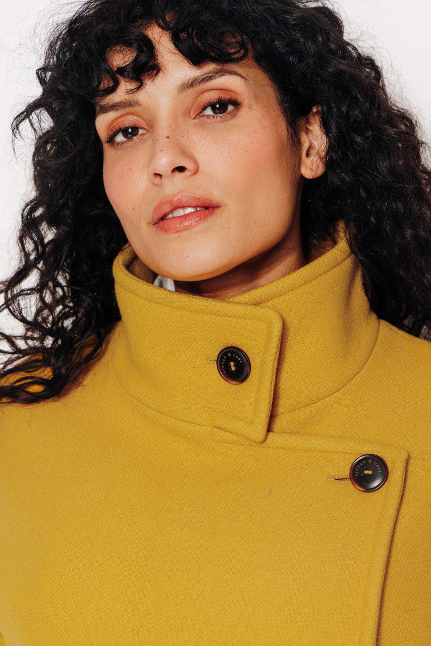 MABLY - MABLY - Blouson court oversize en drap de laine jaune JAUNE - Trench & Coat