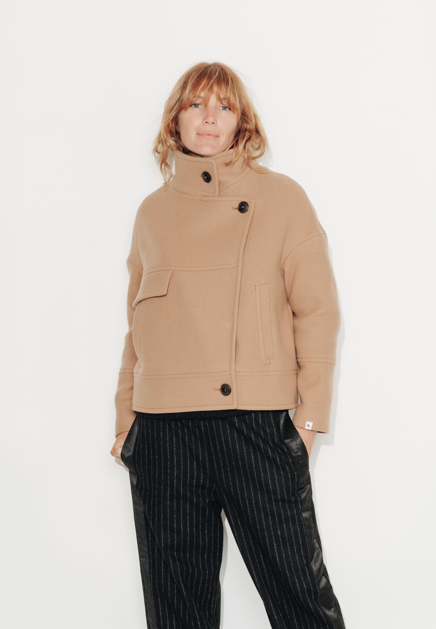 MABLY - MABLY - Blouson court oversize en drap de laine camel SABLE - Trench & Coat