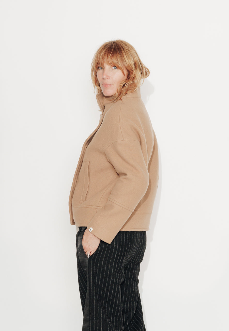 MABLY - MABLY - Blouson court oversize en drap de laine camel SABLE - Trench & Coat