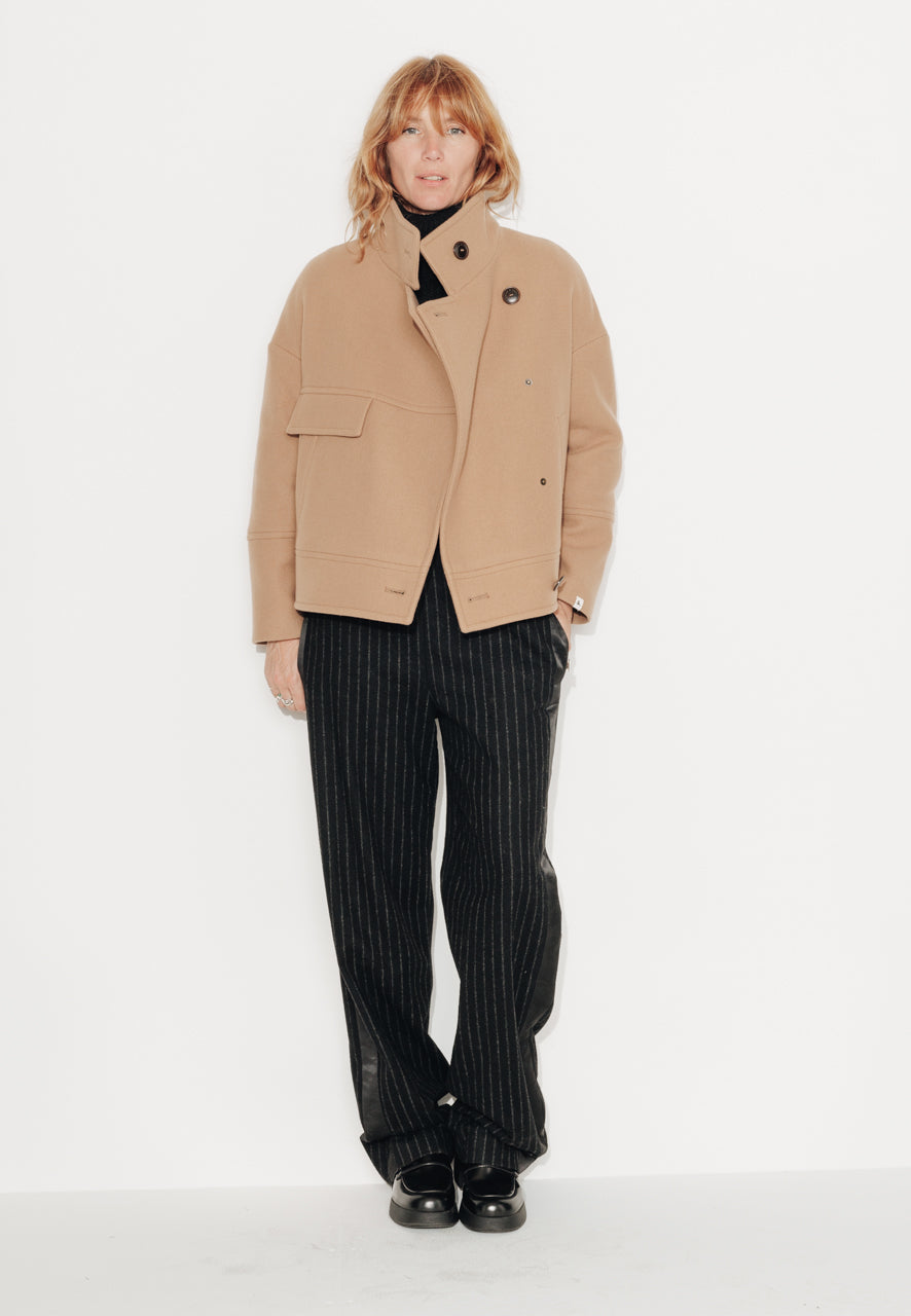 MABLY - MABLY - Blouson court oversize en drap de laine camel SABLE - Trench & Coat