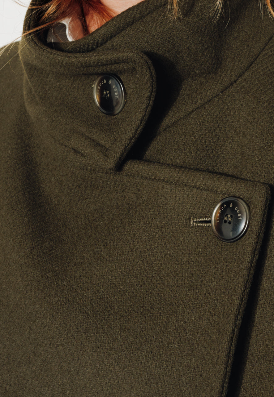 MABLY - MABLY - Blouson court oversize en drap de laine vert Kaki / Khaki - Trench & Coat
