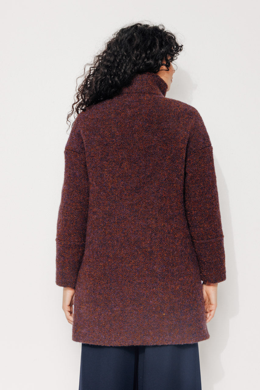 UPIE - UPIE - Manteau mi-long oversize en bouclette bicolore laine & alpaga rouille ROUILLE - Trench & Coat