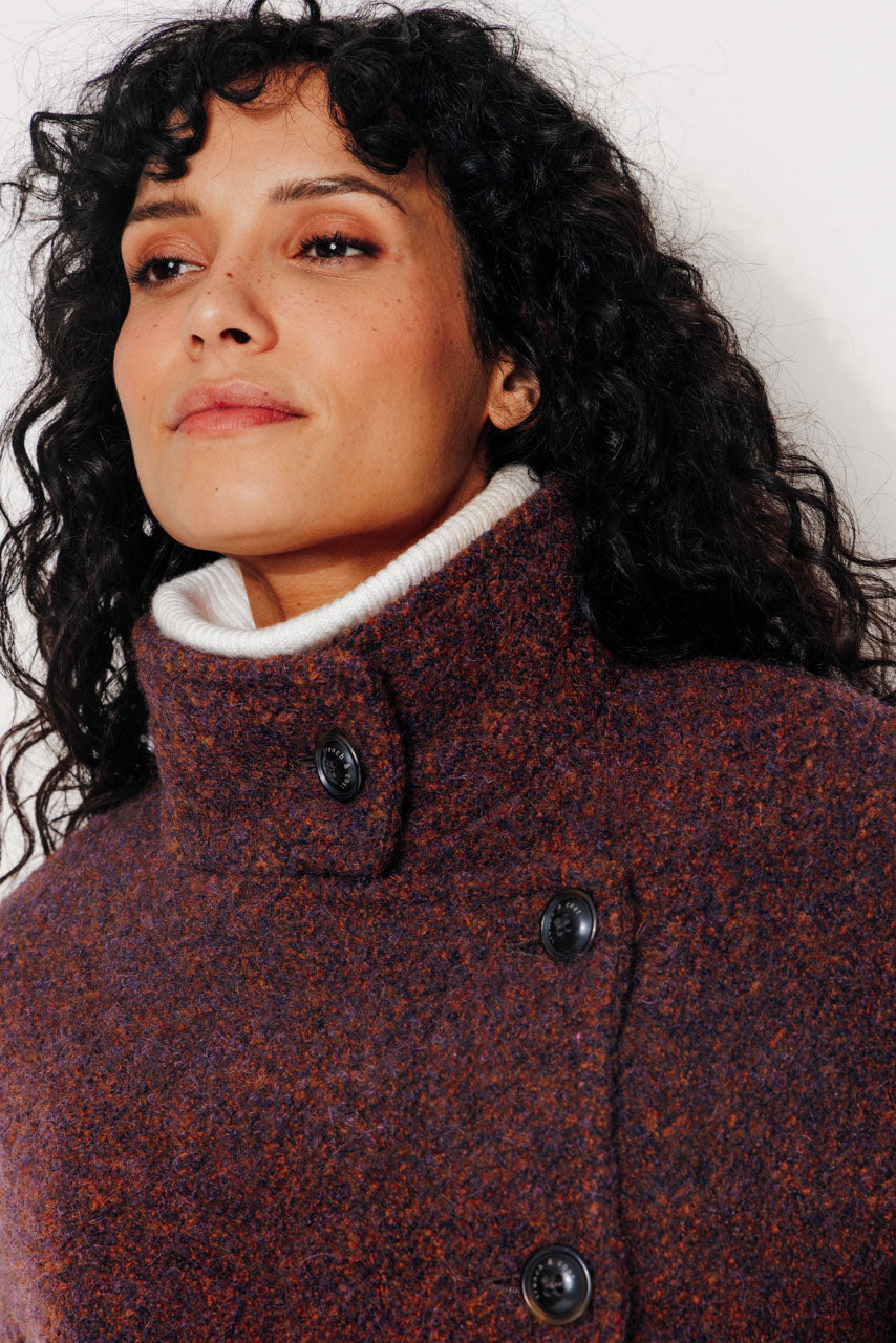 UPIE - UPIE - Manteau mi-long oversize en bouclette bicolore laine & alpaga rouille ROUILLE - Trench & Coat