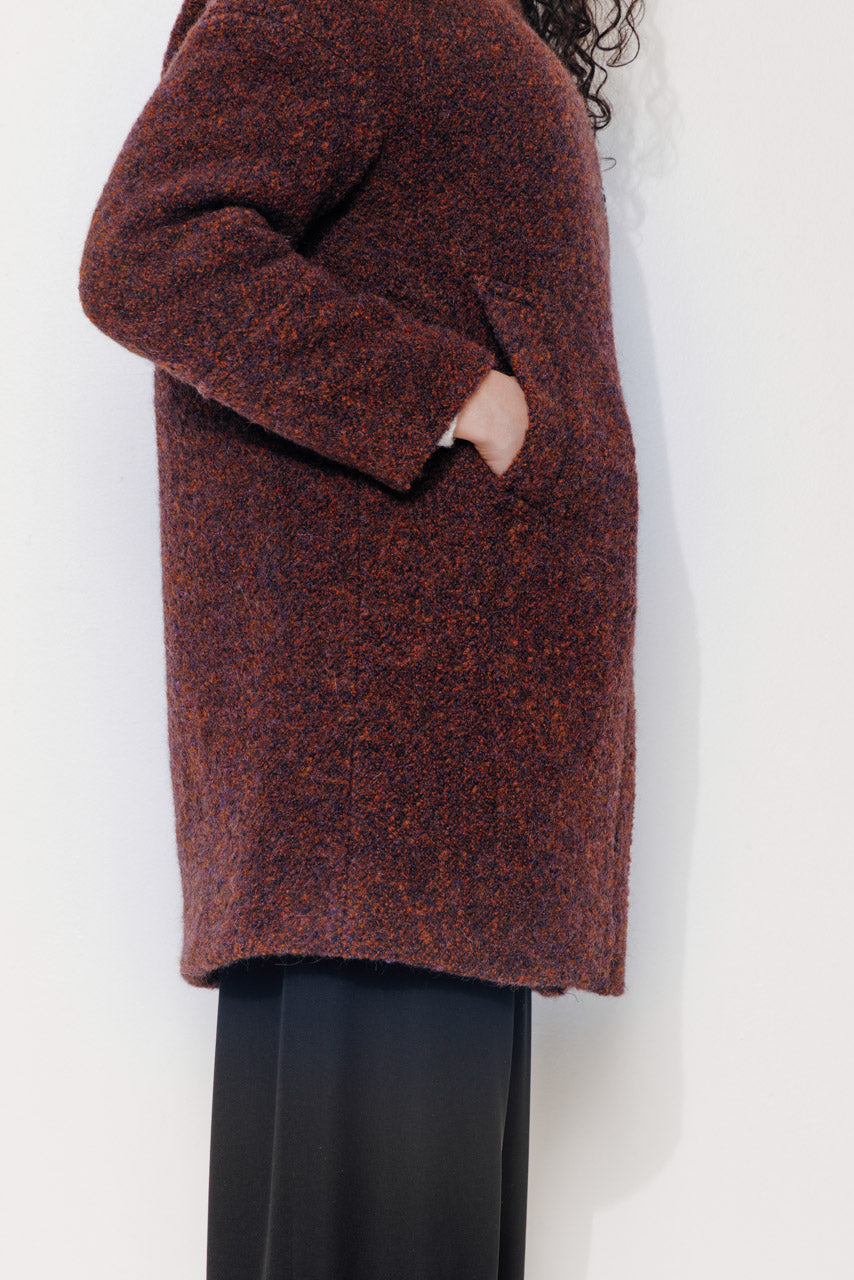 UPIE - UPIE - Manteau mi-long oversize en bouclette bicolore laine & alpaga rouille ROUILLE - Trench & Coat