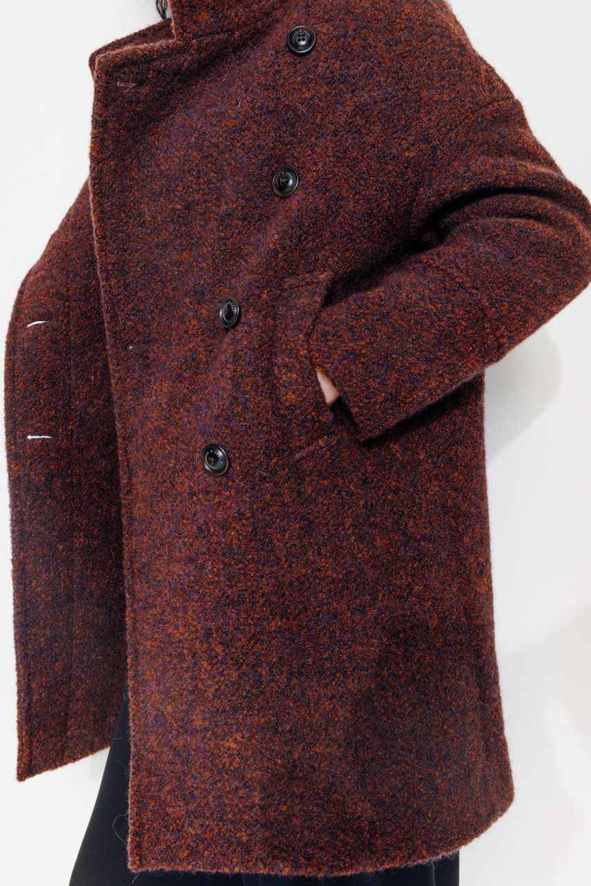 UPIE - UPIE - Manteau mi-long oversize en bouclette bicolore laine & alpaga rouille ROUILLE - Trench & Coat