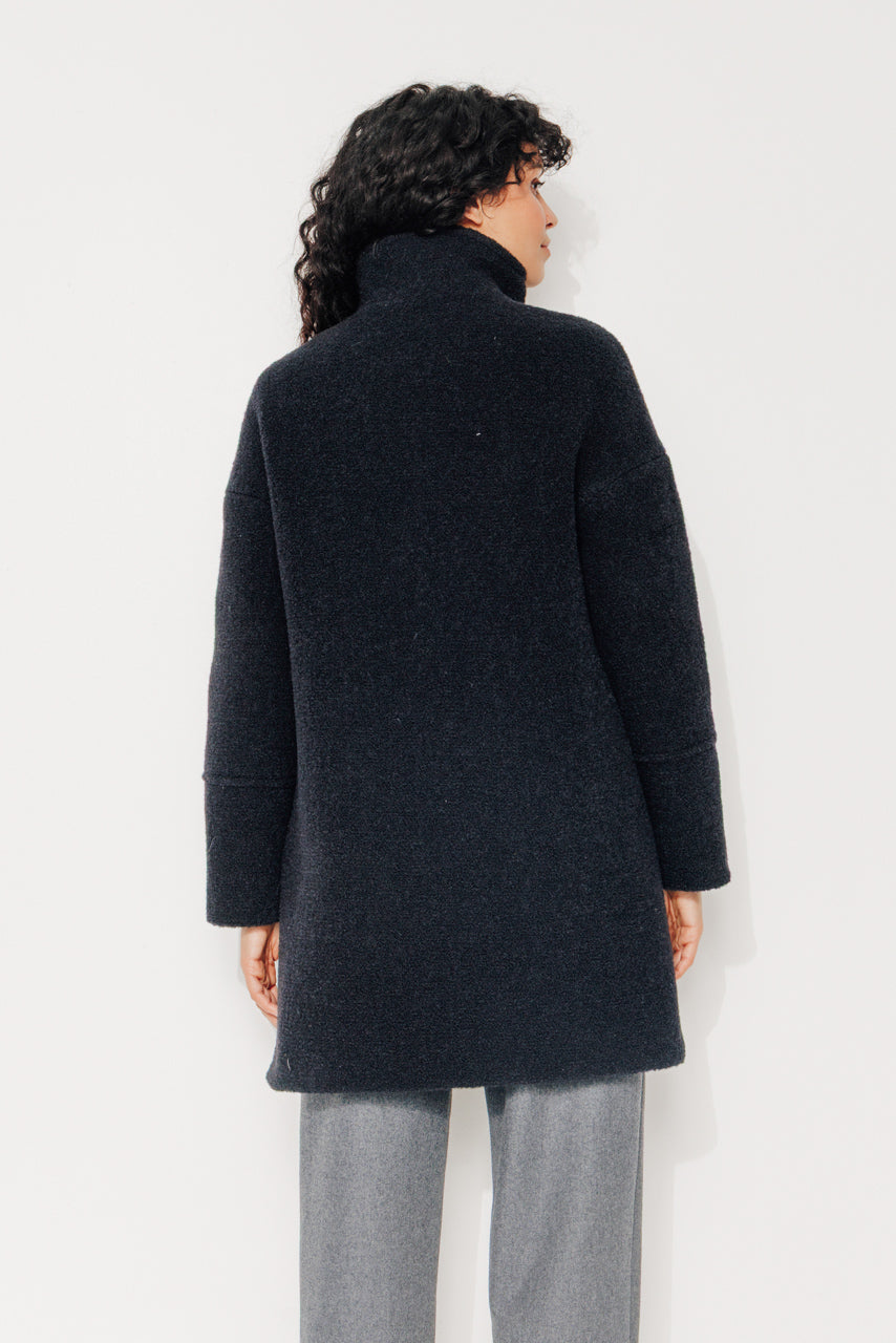 UPIE - UPIE - Manteau mi-long oversize en bouclette de laine vierge noir NOIR - Trench & Coat