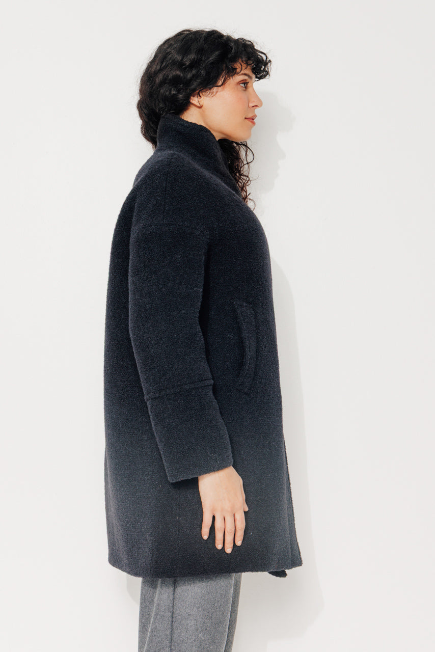 UPIE - UPIE - Manteau mi-long oversize en bouclette de laine vierge noir NOIR - Trench & Coat