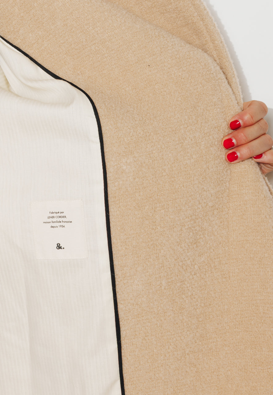 UPIE - UPIE - Manteau mi-long oversize en bouclette de laine vierge beige SABLE - Trench & Coat