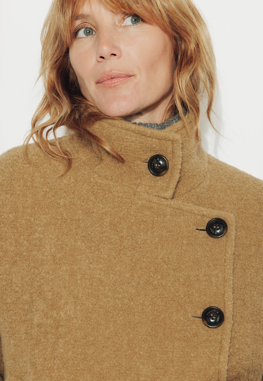 UPIE - UPIE - Manteau mi-long oversize en bouclette de laine vierge moutarde MOUTARDE - Trench & Coat