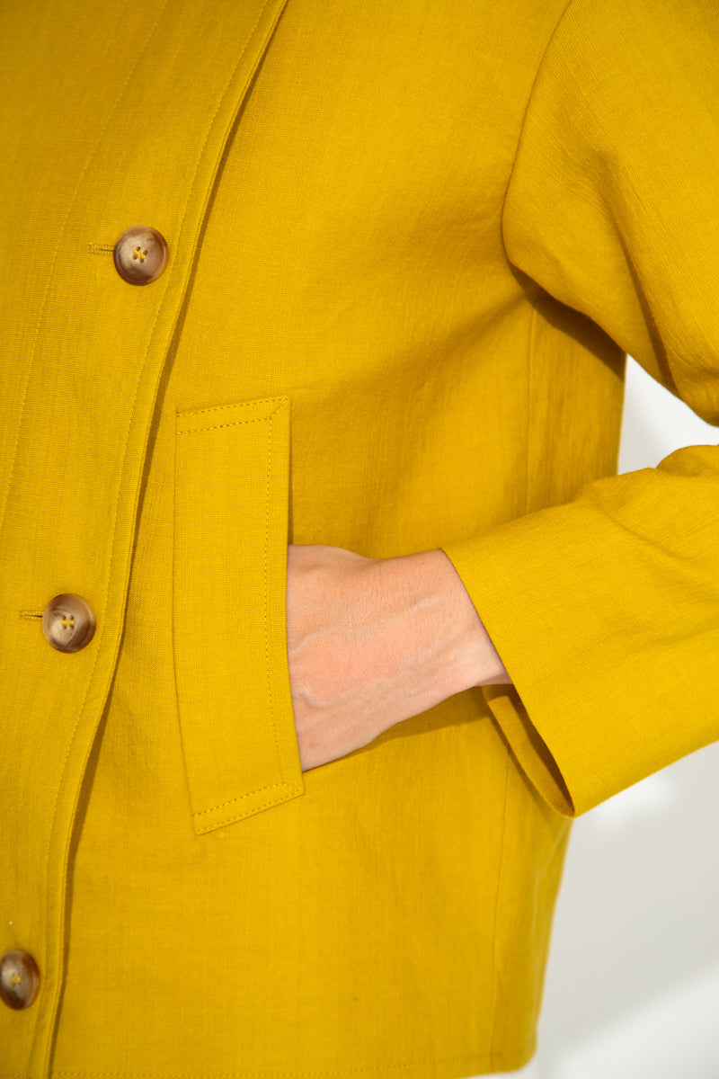 SOFAR - Manteau asymétrique oversize coton et lin jaune PISTACHE - Trench & Coat
