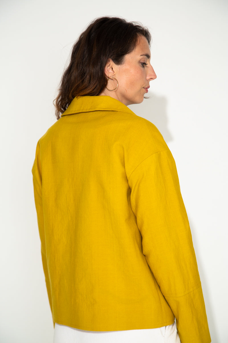 SOFAR - SOFAR - Manteau asymétrique oversize coton et lin jaune PISTACHE - Trench & Coat