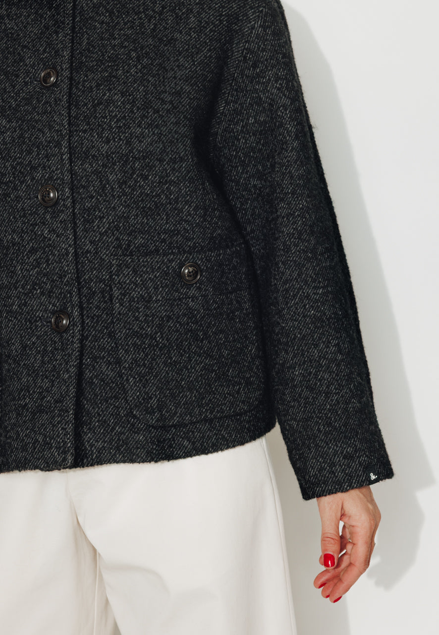 SEQUOIA - SEQUOIA - Manteau court en gabardine de laine bouclée recyclée noir NOIR - Trench & Coat