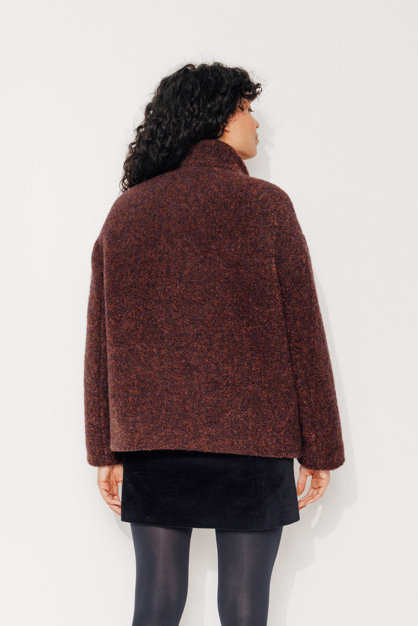 PLUMERIA - PLUMERIA - Manteau court oversize en bouclette laine et alpaga rouille ROUILLE - Trench & Coat