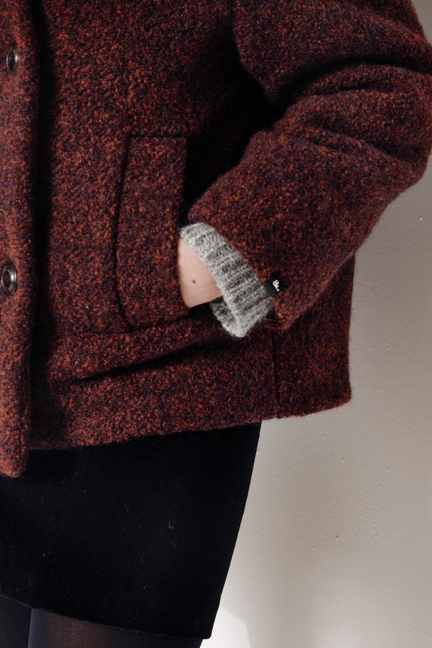 PLUMERIA - PLUMERIA - Manteau court oversize en bouclette laine et alpaga rouille ROUILLE - Trench & Coat