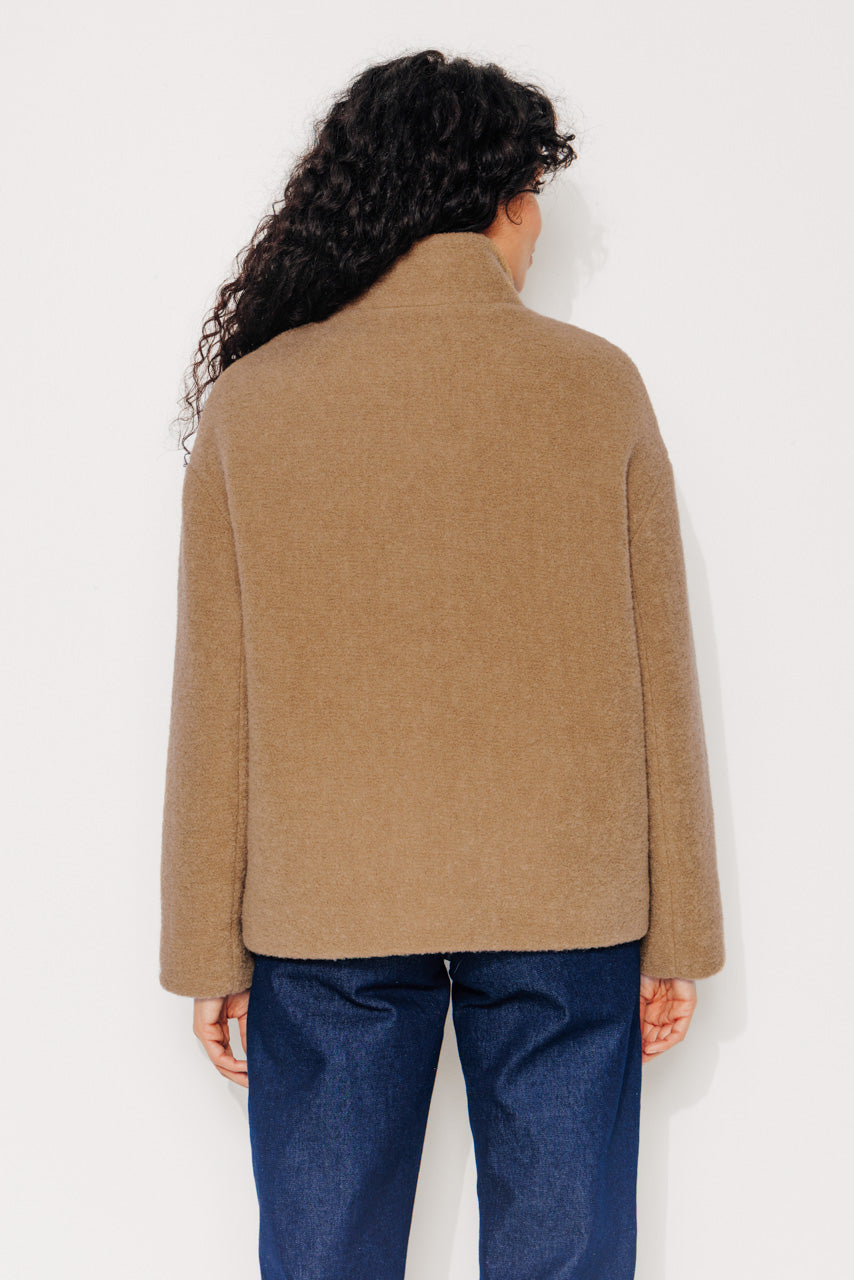 PLUMERIA - PLUMERIA - Manteau court en bouclette de laine vierge moutarde MOUTARDE - Trench & Coat