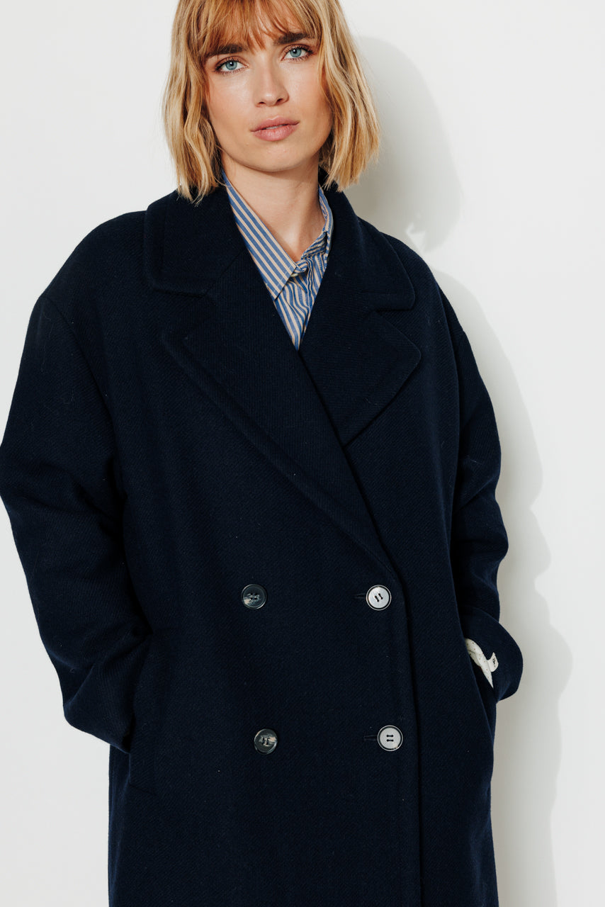 Manteau long oversize bleu marine femme Trench Coat Trench