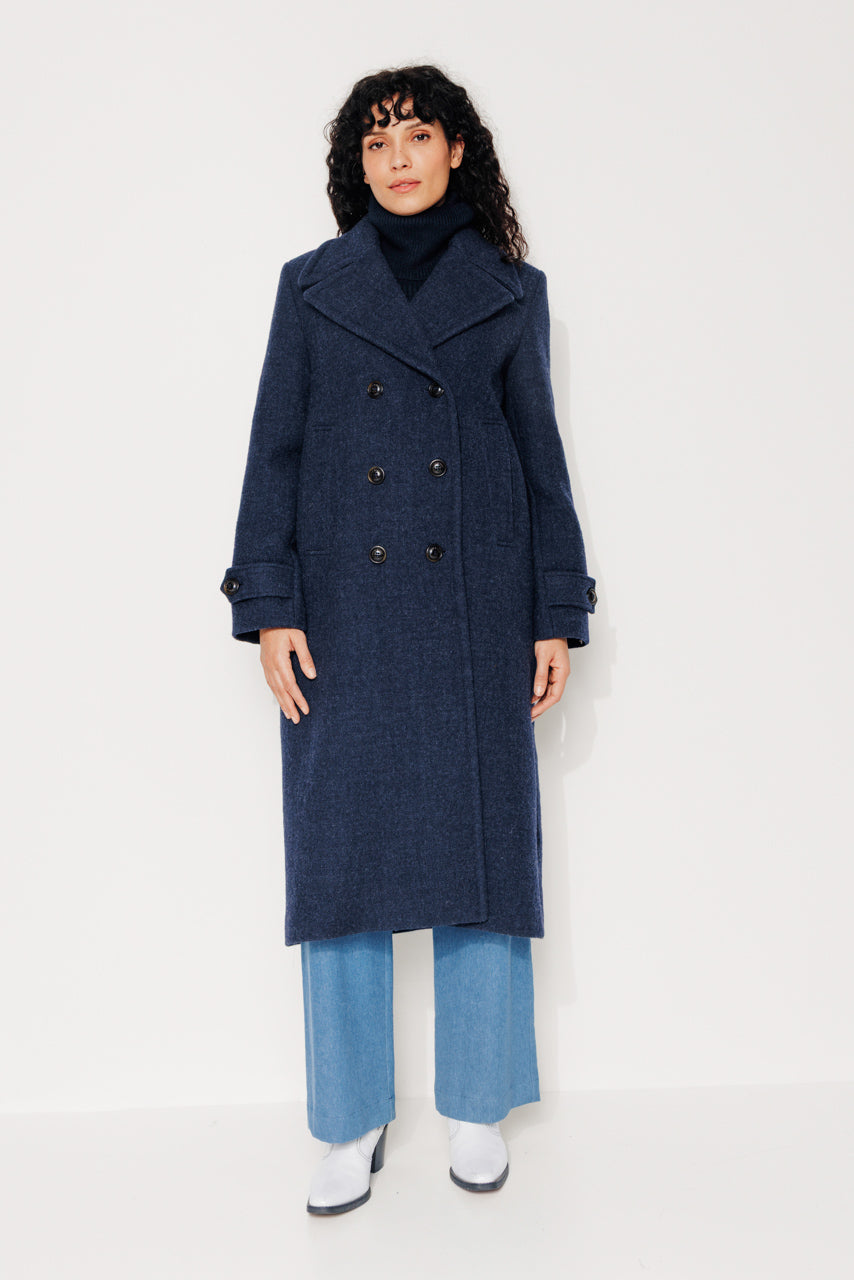 MONSTERA - MONSTERA - Manteau long oversize en laine vierge marine MARINE - Trench & Coat