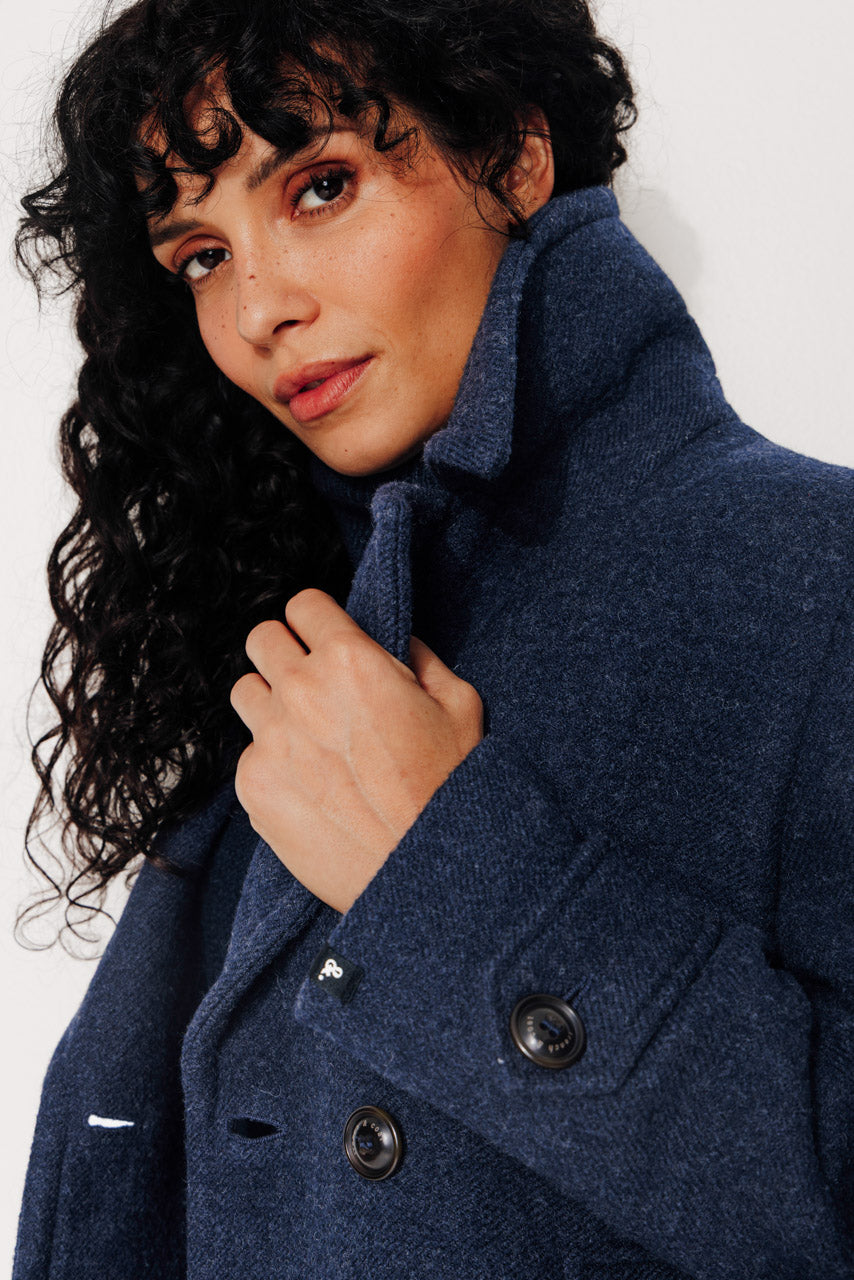 MONSTERA - MONSTERA - Manteau long oversize en laine vierge marine MARINE - Trench & Coat