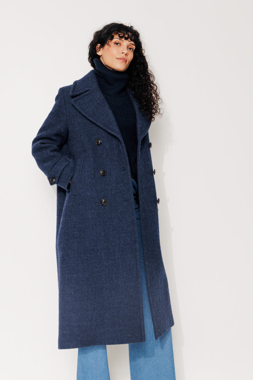 MONSTERA - MONSTERA - Manteau long oversize en laine vierge marine MARINE - Trench & Coat