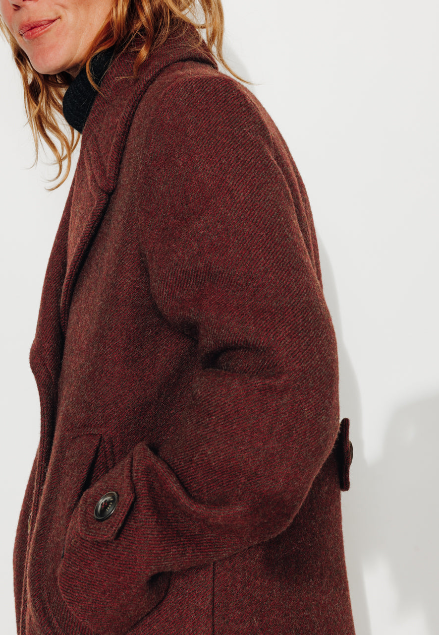 MONSTERA - MONSTERA - Manteau long oversize en laine vierge bordeaux BORDEAUX - Trench & Coat