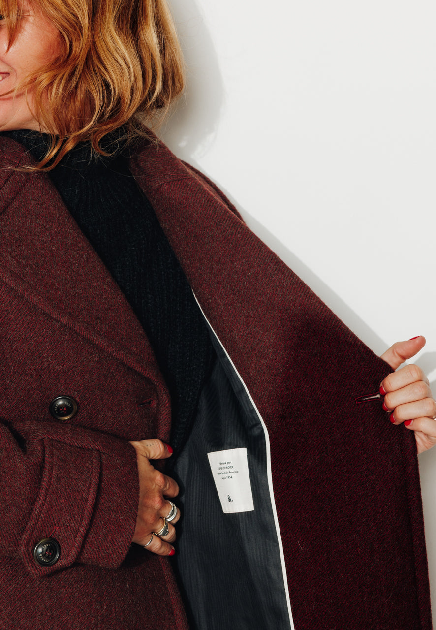 MONSTERA - MONSTERA - Manteau long oversize en laine vierge bordeaux BORDEAUX - Trench & Coat