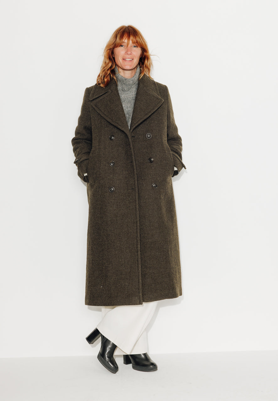 MONSTERA - MONSTERA - Manteau long oversize en laine vierge kaki KAKI - Trench & Coat