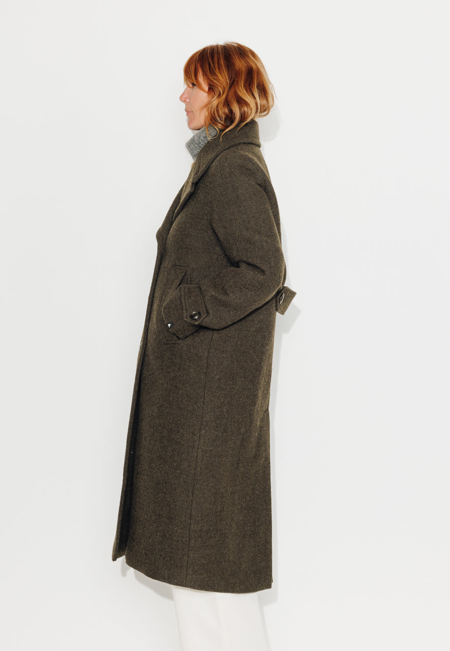 MONSTERA - MONSTERA - Manteau long oversize en laine vierge kaki KAKI - Trench & Coat