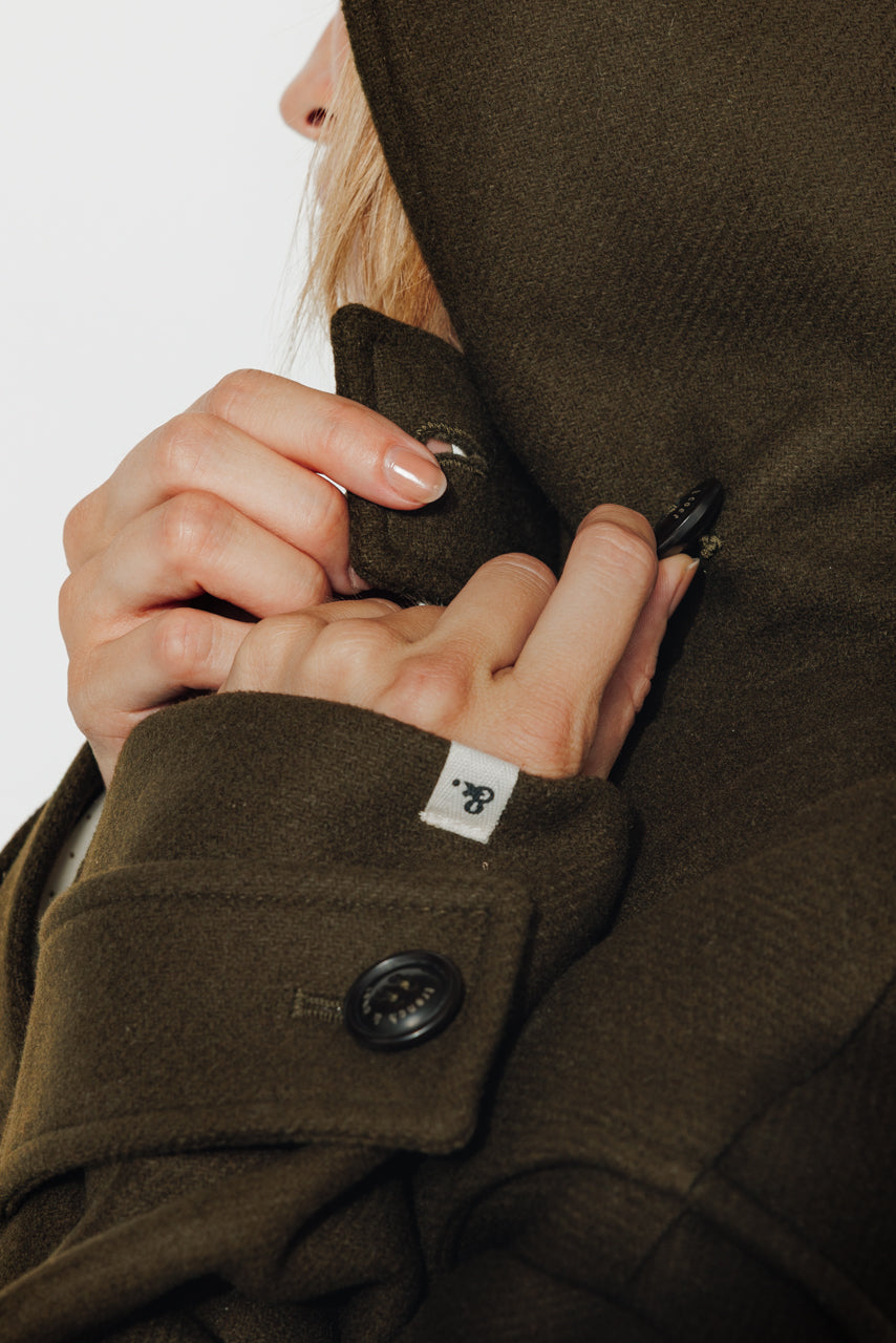 ABEKIA - ABEKIA - Manteau court oversize en drap de laine vierge kaki Kaki / Khaki - Trench & Coat