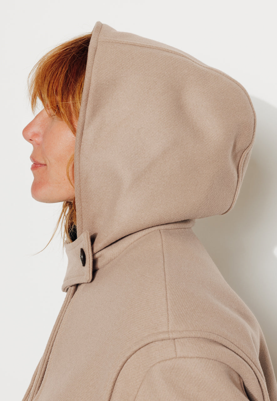 ABEKIA - ABEKIA - Manteau court oversize en drap de laine vierge beige Beige / Beige - Trench & Coat