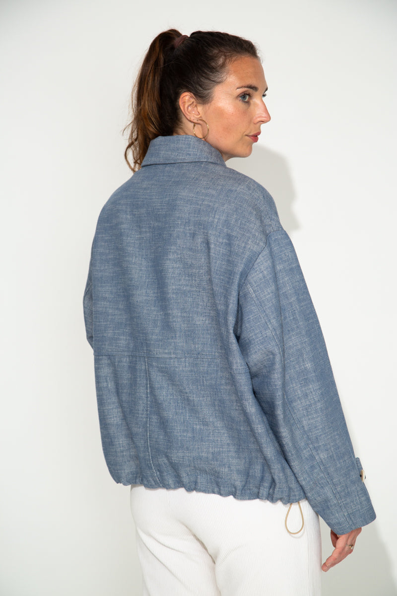 CANNA - Veste oversize en coton et lin effet jean