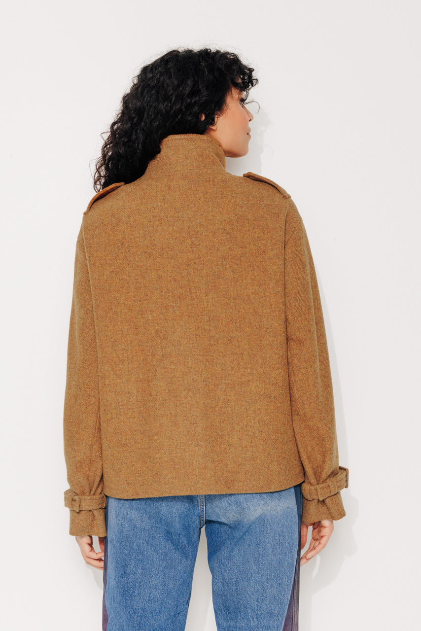 SOPHORA - SOPHORA - Manteau court oversize en drap de laine shetland moutarde MOUTARDE - Trench & Coat