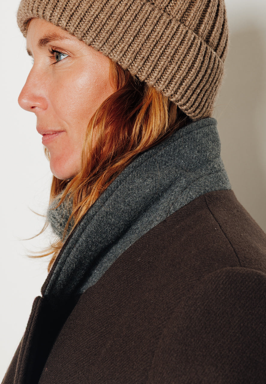 PEUPLIER - PEUPLIER- Manteau mi long en drap de laine vierge marron ECORCE - Trench & Coat
